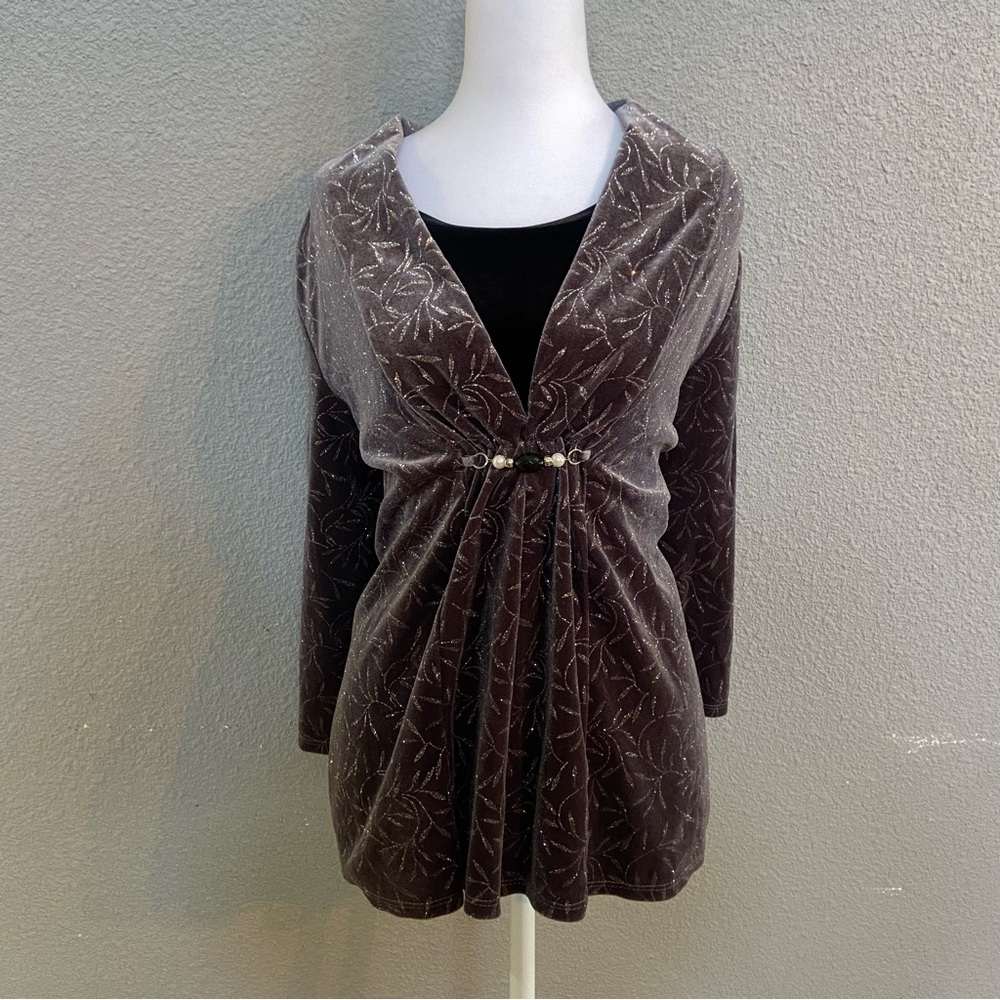 Notations Dark Velvet Top with Silver Accents
